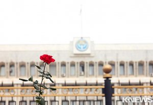 Кыргызстанцы выкладывают розами «спасибо» Розе Отунбаевой