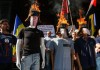 В Киеве сожгли чучело генпрокурора и обстреляли из гранатомета банк