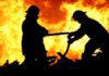 В Петербурге сгорела бытовка, в которой жили рабочие из Кыргызстана