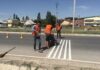 В Бишкеке на пешеходных переходах начали устанавливать шумовые полосы
