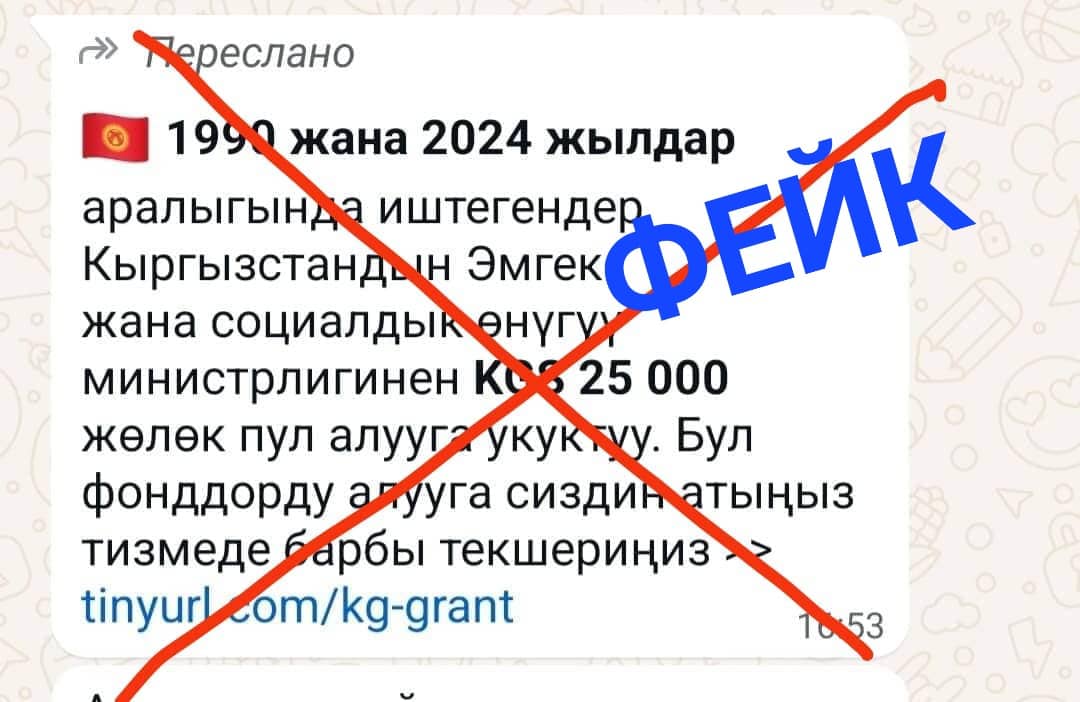 Минтруд: Распространяемая информация о пособиях по 25 тыс. сомов – фейк