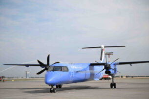 В Кыргызстан прибыл первый самолет  Bombardier Dash 8 Q400,