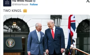 В официальном аккаунте Белого дома в Х опубликовали фото короля Карла III и президента Трампа с подписью «ДВА КОРОЛЯ»