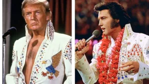 Трамп Элвис Дональд Трамп разгневал меломанов новой серией изображений, созданных ИИ, где он предстает в образе самого Короля рок-н-ролла